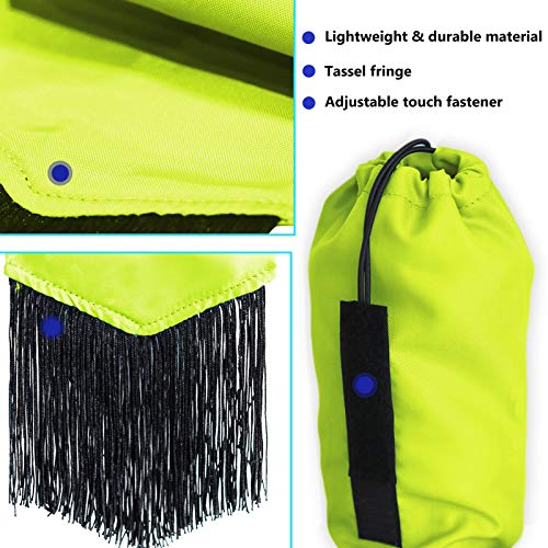 Smooth Lightweight Adjustable Fastener Nylon Horse Tail Bag with Fringe (Fluorescent Green)