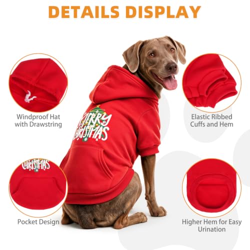 Christmas Dog Hoodie for Medium Large Dogs (Christmas Red / Large)