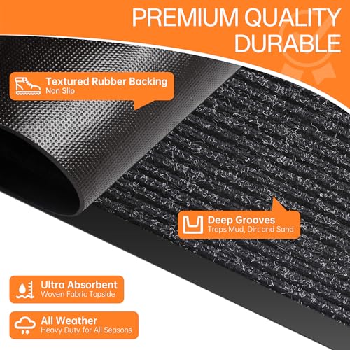 Indoor Outdoor Door Mat (Black Striped / 4' x 6' (Rectangular))