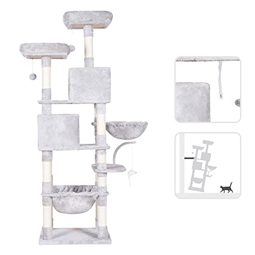 Cat Tree 70 inches Tall Cat Tower for Indoor Large Cats HCT032W (Light Gray / 70.08 inch)