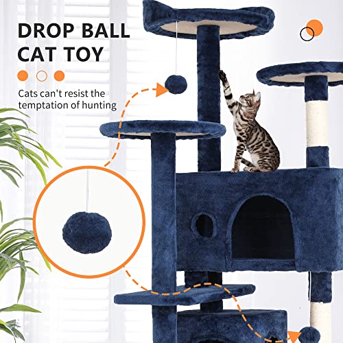 54" Cat Tree Tower (54in / Navy Blue)