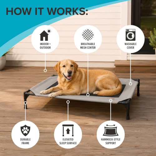 K&H Outdoor Elevated Dog Bed (Charcoal/Black Mesh / Jumbo 56"L x 38"W)