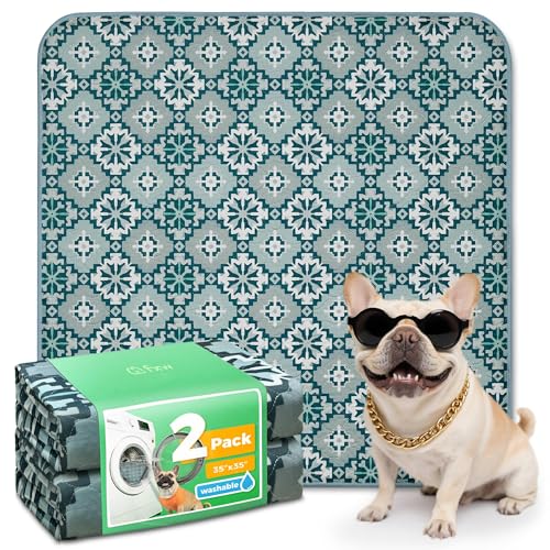 Washable Pee Pads for Dogs (Tribal Blue / 35" Square (2 Packs))