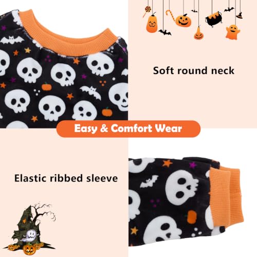 Small Dogs Outfit Soft Puppy Onesies Pjs Halloween Dog Pajamas Pet Coat Cat Apparel Comfy Doggie Jumpsuit Bodysuit for All Seasons P349XS (Skull Night / X-Small)