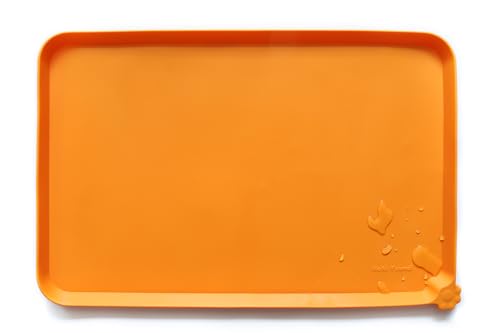 L Silicone Non Slip Pet Dog Cat Bowl Mats (22" x 14" / Orange)