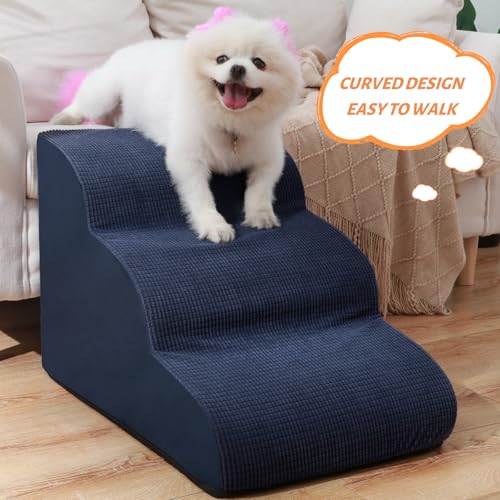 Dog Stairs and Steps for Beds Or Couches (Blue / Standard 3-Step 15.7"H)