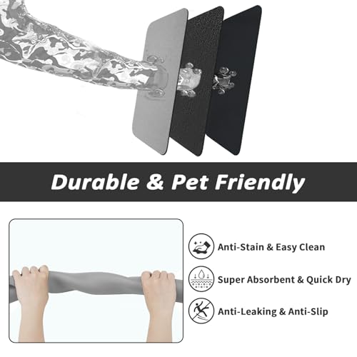 Dog Food Mat Absorbent Cat Mat for Food and Water (Grey / 19"L x 12"W)