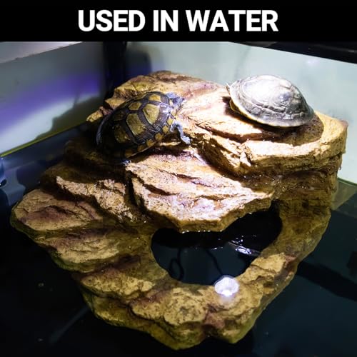 Resin Reptile Hideout Cave Reptile Habitat Tank Decor Terrarium Accessories for Bearded Dragon Leopard Gecko Lizards Turtle (Large)