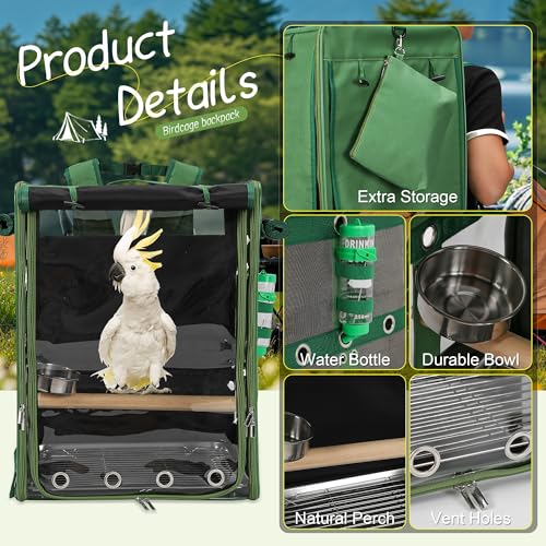Bird Carrier Travel Cage (17.5"L x 14.8"W x 23.6"H / Green)