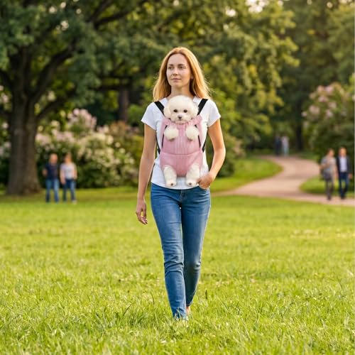 Dog Carrier Backpack Pet Legs Out Front Cat Travel Bag (Small / Pink)