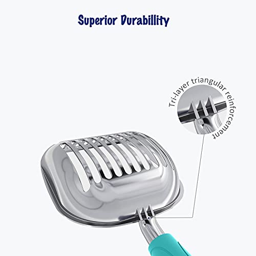 Cat Litter Scoop (Large / POLISHED Aluminum \ #02 Turkish Blue Handle)