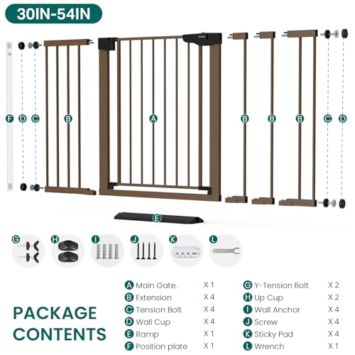 30 54" Extra Wide Baby Gate (Brown / 30"-54" W x 30.5" H)