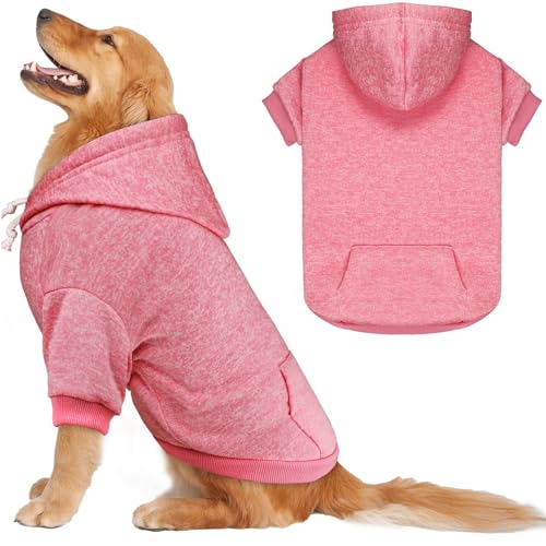 Dog Sweaters for Large Dogs Dog Hoodie Fleece Sweater Soft Pet Clothes Sweatshirt with Pocket Pet Hoodie for Large Dogs (X-Large / Pink)