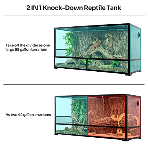 REPTIZOO 88 Gallon Large Reptile Terrarium 48" x 18" x 24" Knock (48" x 18" x 24")