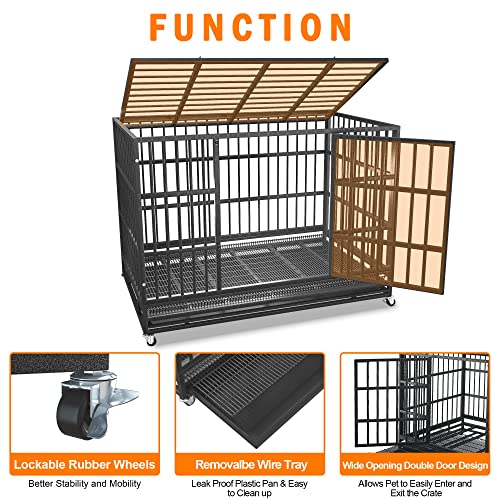 48 Inch Heavy Duty Dog Crate for Large Dogs (Black)