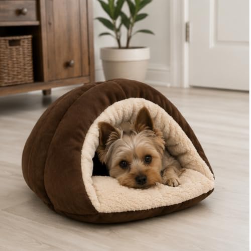 Sleep Zone Cuddle Cave Pet Bed (Brown)