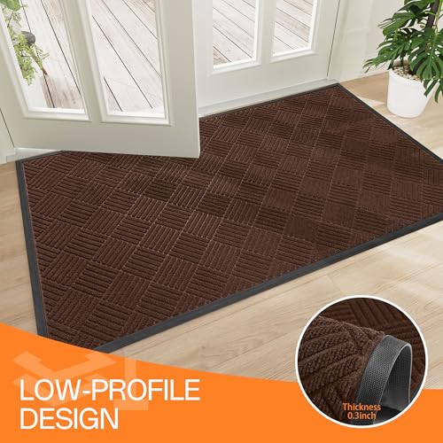 Indoor Outdoor Door Mat (Brown Diamond / 3' x 6' (Rectangular))