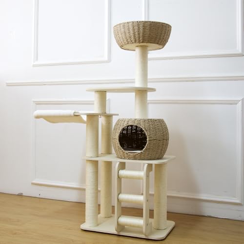54 Inch Cat Tree for Indoor Cats (22.8"L x 15.4"W x 54"H)