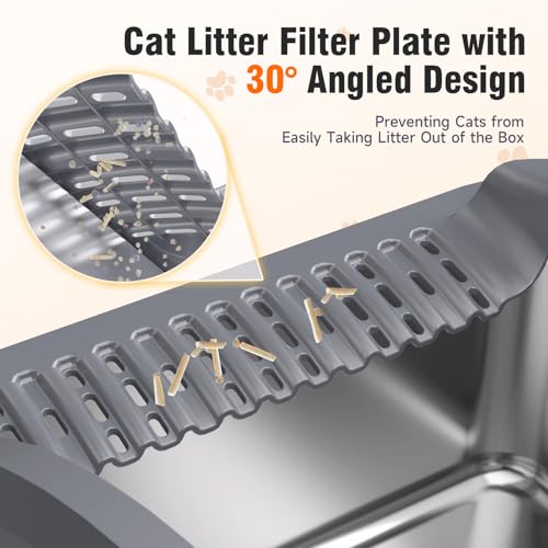 Stainless Steel Litter Box (Dark Grey XL)