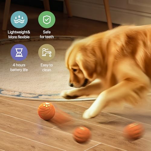 Interactive Dog Toys Automatic Bouncing Dog Ball for Small & Large Dogs (Orange)