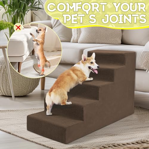 Dog Stairs for Small Dog and Cats (brown / 16.5" x 34" x 23")