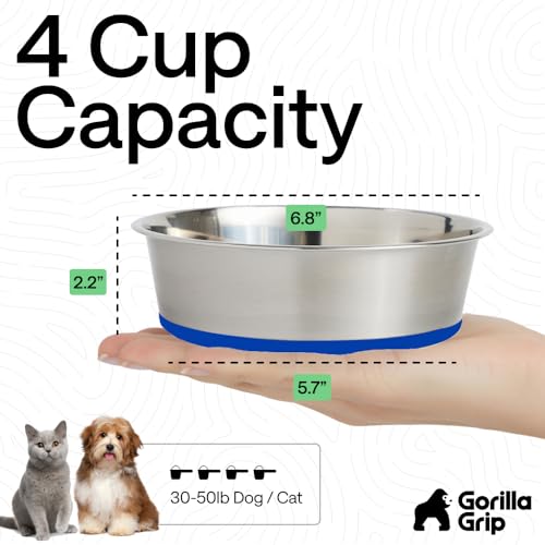 Dog Bowls Food Grade Stainless Steel (Royal Blue / 4 Cup (Set of 2))