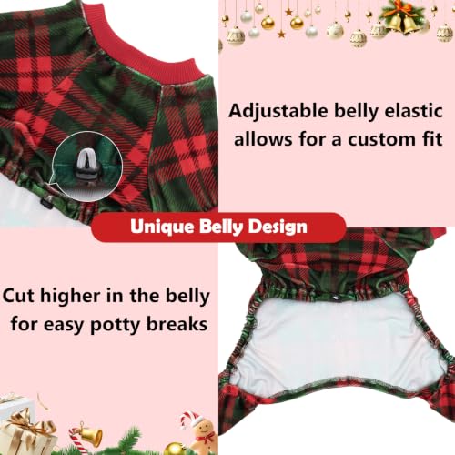 Small Dogs Outfit Soft Puppy Onesies Pjs Christmas Dog Pajamas Pet Coat Cat Apparel Comfy Doggie Jumpsuit Bodysuit for All Seasons P357XS (Plaid Snow / X-Small)