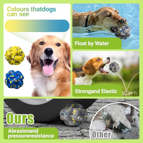 Upgrade Dog Balls Interactive Toys for Aggressive Chewers (Grey-Yarnball)