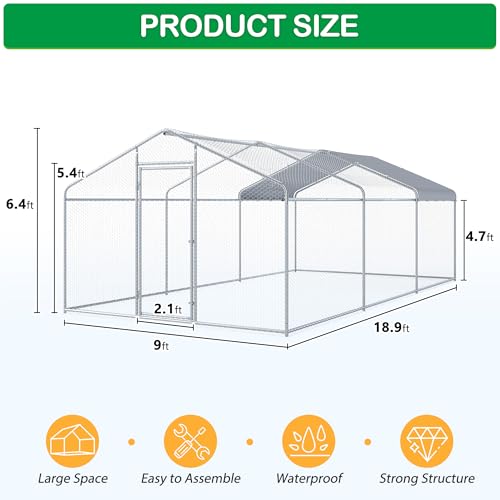 Large Metal Chicken Coop (227.0"L x 107.5"W x 77.0"H)