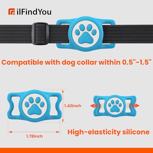 Waterproof Airtag Dog Collar Holder for Apple Air Tag (Blue)