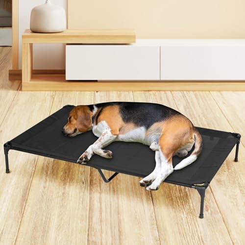 Elevated Dog Bed for Outdoor (Black / 42"L x 30"W x 7"Th)