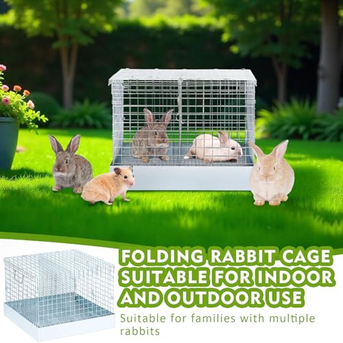 2 Hole Foldable Rabbit Transport Cage (Sliver / 23.6"L x 19.3"W x 3.7"H)