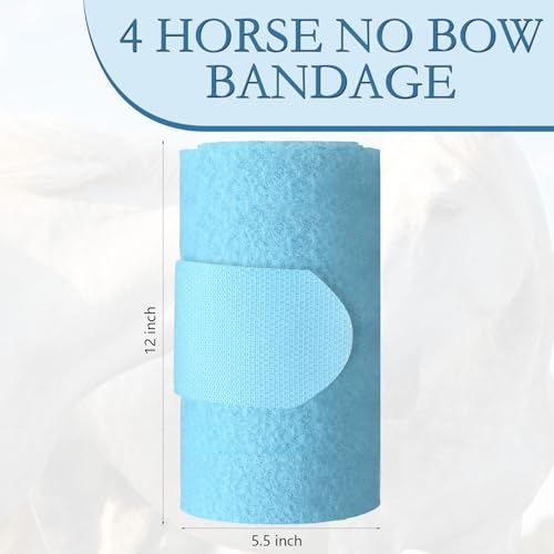 Set of 4 Horse No Bow Bandage 3D Contoured Standing Wrap Bandages Stable Nylon Horse Leg Wraps for Helping Prevent Horse from Tendon Damage and Keep Horses Clean and Safe (Light Blue)