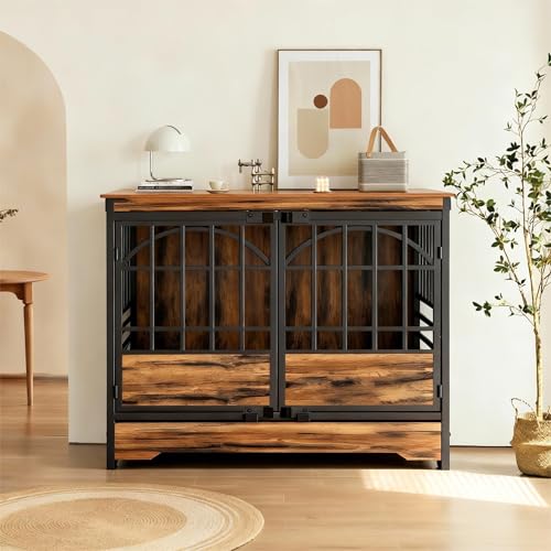 52" Dog Crate with Arched Doors (Cognac Brown)