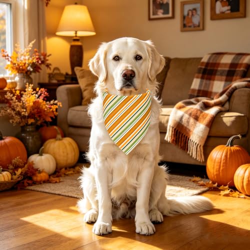 Fall Pumpkin Dog Bandana for Medium Dogs (Fall-White/Stripe (2-Side) / Large)