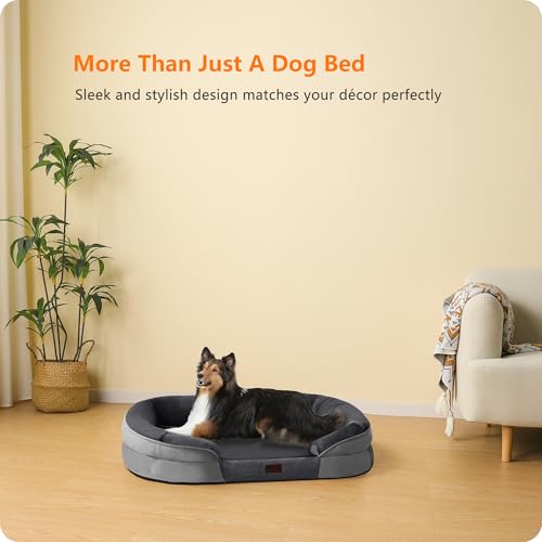 Orthopedic Waterproof Large Dog Bed Sofa (Dark Grey / Large(38 x 28.5 x 6 inch))