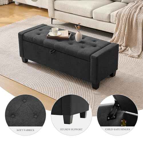43" Ottoman with Storage (Darkgray / 19.2"D x 43"W x 16.9"H)