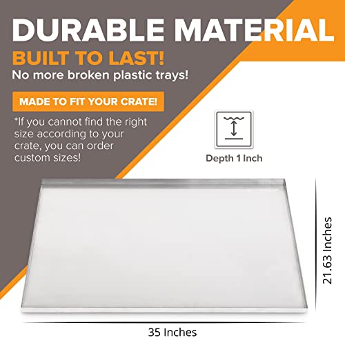 Metal Dog Crate & Kennel Replacement Pan (Stainless Steel / 35.0"L x 21.6"W x 1.0"H)