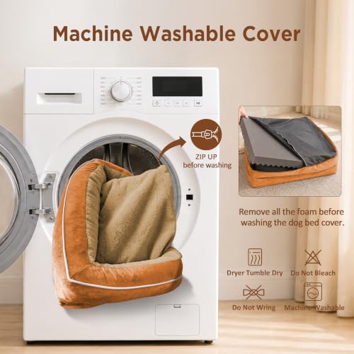 Waterproof Orthopedic Dog Beds for Extra Large Dog (45.0"L x 35.0"W x 8.5"Th / Orange)