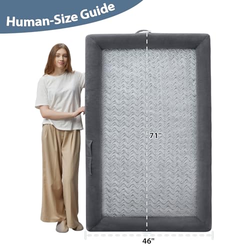 Human Dog Bed Orthopedic for Adult & Dogs Comfy Sleeping (Dark Gery / Human (71x46x7.5in))