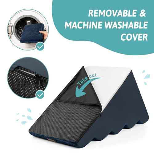 Wide Dog Stair for Small Dog 22.6" H (Navy Blue / Wide:17.7"x33"x22.6")