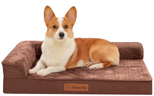 Waterproof Dog Bed for Small Dogs (Fluffy Style-Brown / M(35"x23"x3"))