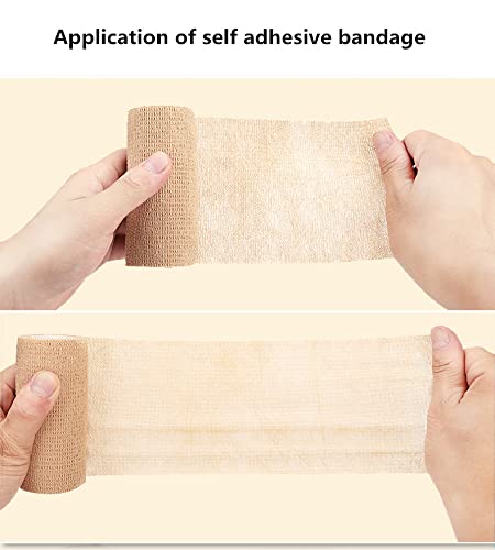 6 Pack 4" x 5 Yards Self Adhesive Bandage Wrap Breathable Cohesive Vet Wrap for Pets (4 Inch / Mixed Colors)