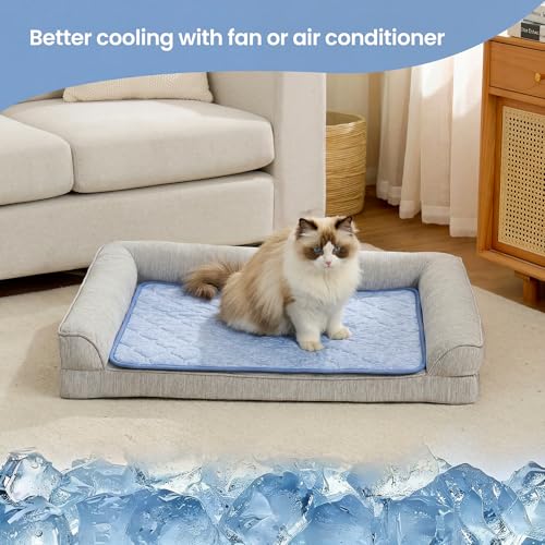 Deluxe Leakproof Cooling Blanket for Small Dogs Q (Heather Haze Blue / 25*35)