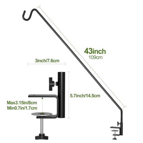 2 Pack Heavy Duty Extensible Adjustable Deck Hooks for Hanging Bird Feeders (43in Long Deck Hook-2 Packs)