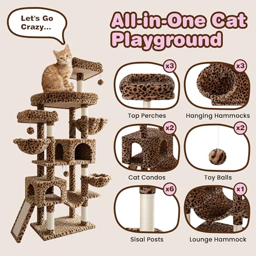 82 inch Cat Tree Tower (Leopard Print)
