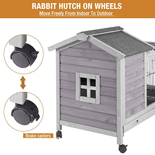 Rabbit Hutch Indoor Outdoor Bunny Cage Upgrade Large Space for Rabbit (80.1"L x 22.8"W x 28.6"H)