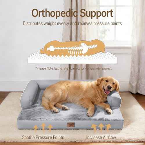 Orthopedic Waterproof Jumbo Dog Bed for Giant Dogs (Grey / 48"L x 33"W x 8"Th)