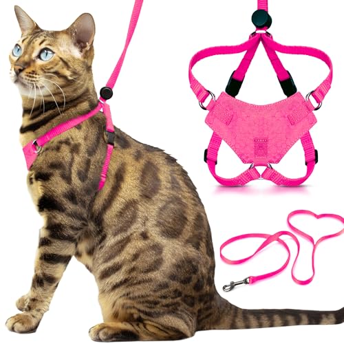Houdini™ Escape Proof Cat Harness and Leash (Pink / M/L)