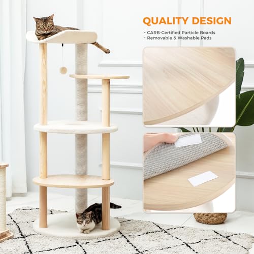5 Level Beige Cat Tree Tower (Beige / 50 inches)
